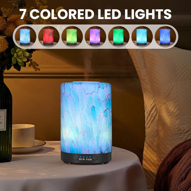 JOYOLO Essential Oil Diffuser, 120ML Glass Aromatherapy Diffuser with 7 Color Lights, Auto Shut-Off and 4 Timer Settings, Ultrasonic Cool Mist Diffuser for Home Room Office (Blue Mountain) - Image 3